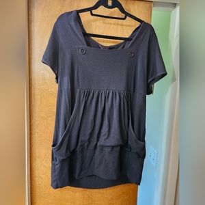 Black pocket front blouse